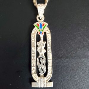 Egyptian Cartouche 925 Silver Pendant Necklace